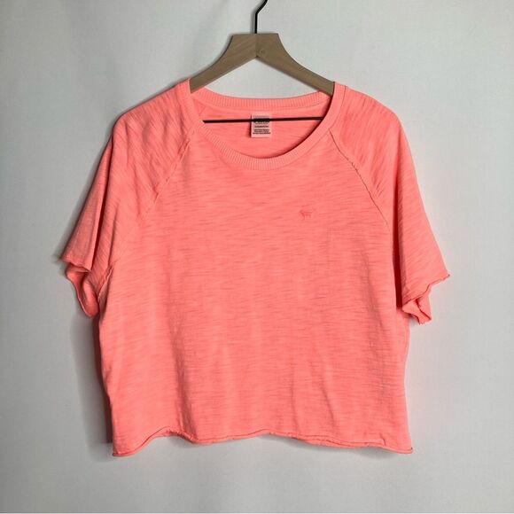 PINK Coral Salmon Cropped Tee Size XL - Picture 1 of 8